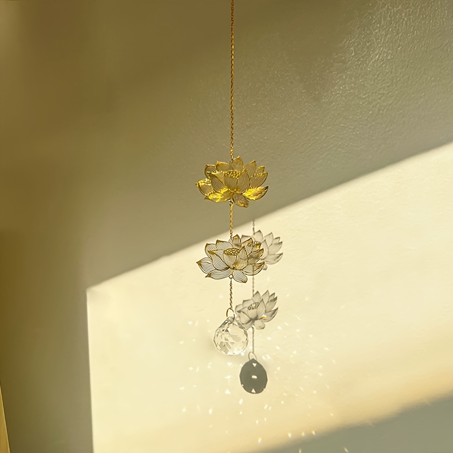 Crystal Ball Pendant with Lotus and Four-Leaf Clover
